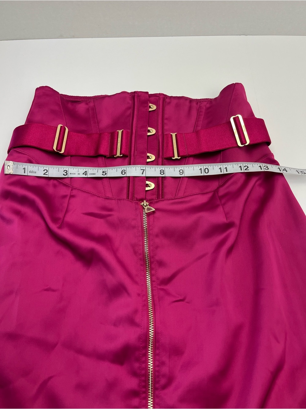 Honey Birdette Chastity Pink Fuchsia High-Waist Pencil Skirt Front Zip Medium - Picture 12 of 14